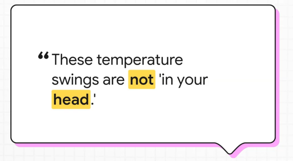 Quote emphasizing that temperature swings are not psychological but related to autonomic nervous system and body temperature regulation.